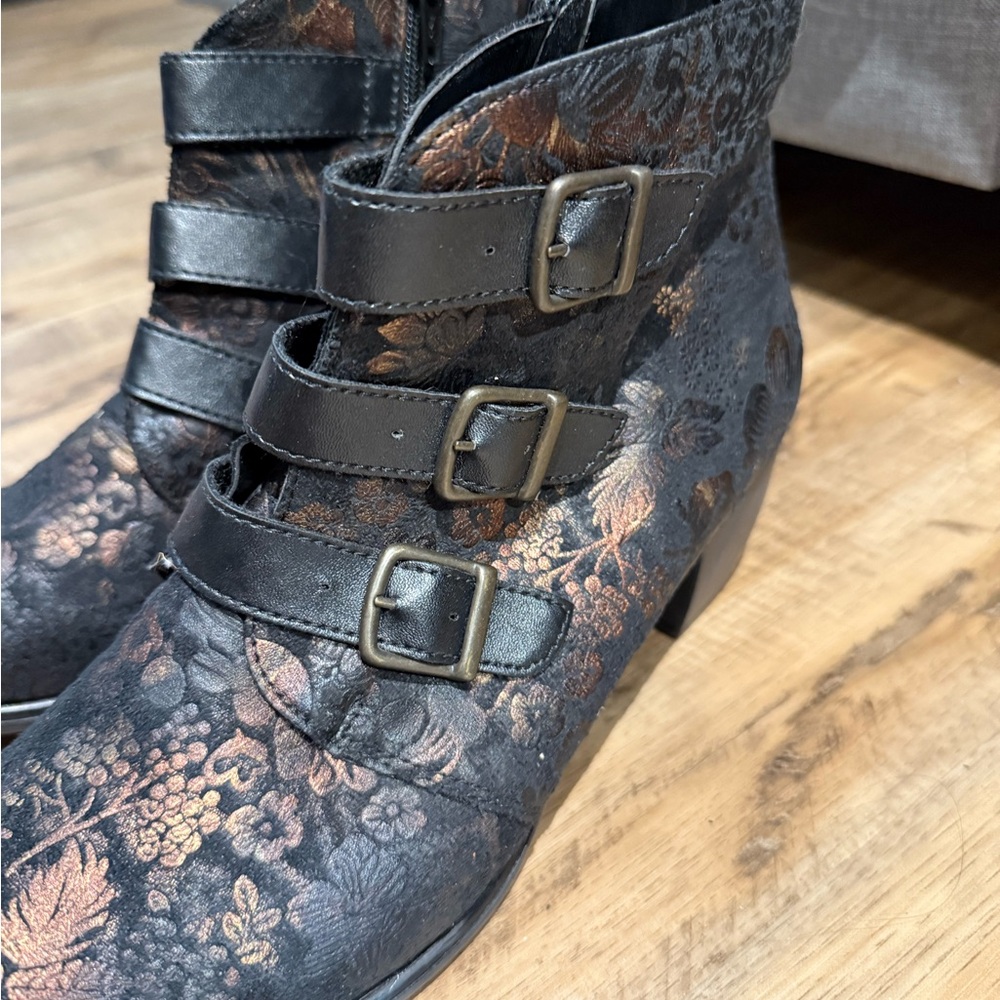 Remonte Floral Embossed Buckle Ankle Boots Size 41 US 10 - Picture 4 of 8